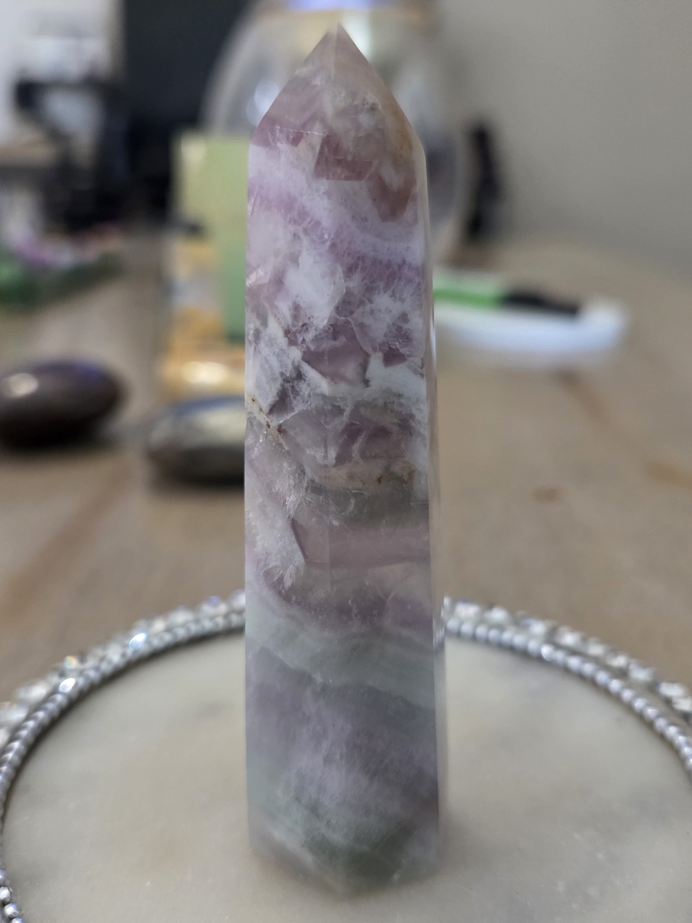 Natural Fluorite Crystal Point Obelisk Tower #A4